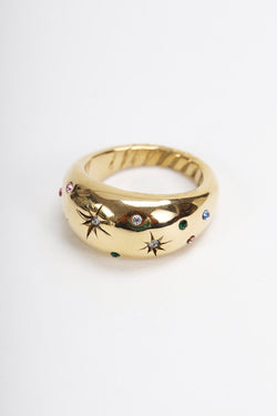 Carraig Donn Gold Multicolour Stones Ring Size 7