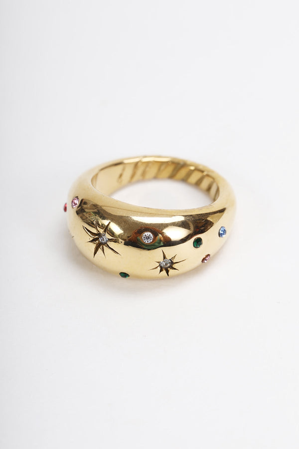 Carraig Donn Gold Multicolour Stones Ring Size 7