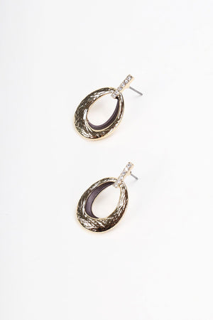 Gold Oval Drop Earrings