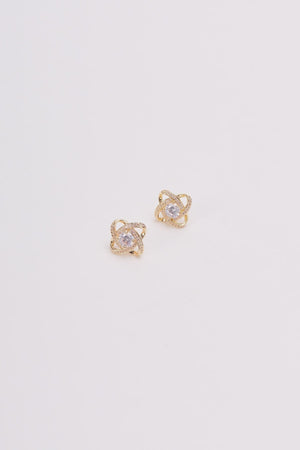 Gold Pretty Clear Stone Earrings