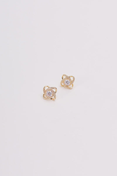 Carraig Donn Gold Pretty Clear Stone Earrings