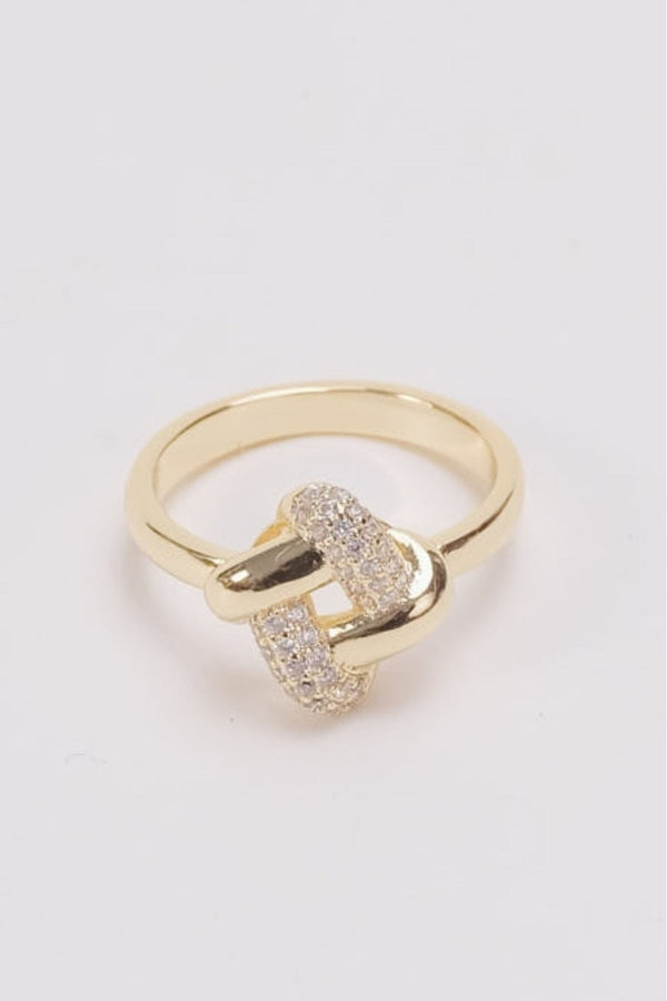 Carraig Donn Gold Square Knot Ring - Size 8