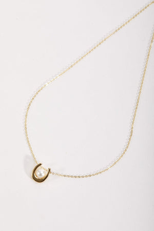 Gold U-Shaped Pearl Necklace