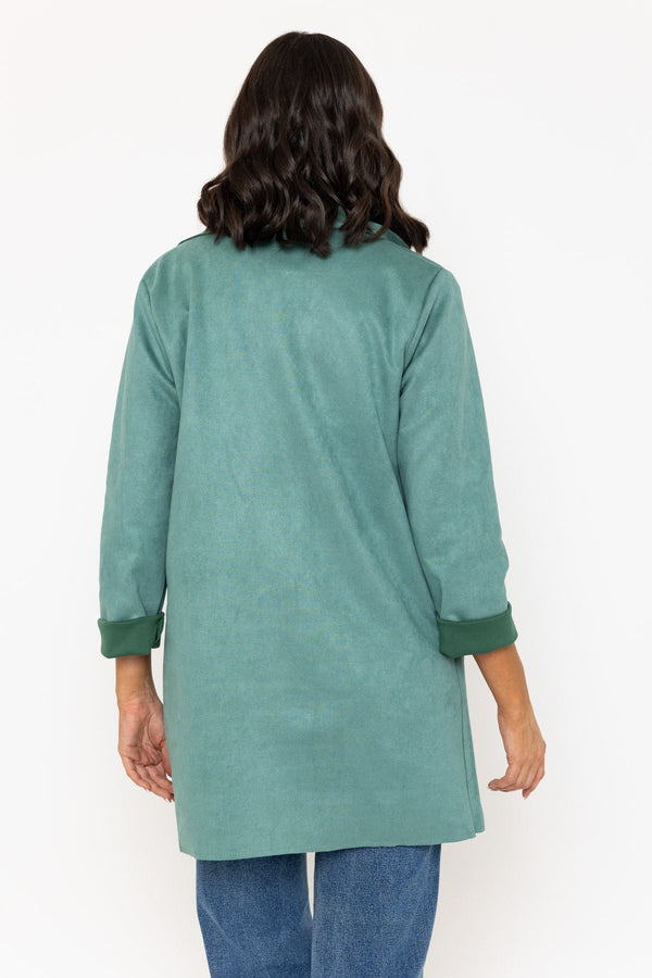 Carraig Donn Green 3/4 Length Sleeve Suede Jacket