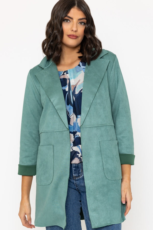 Carraig Donn Green 3/4 Length Sleeve Suede Jacket