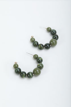 Carraig Donn Green Beaded Hoop Earrings