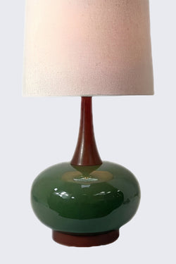 Carraig Donn Green Ceramic & Wood Lamp