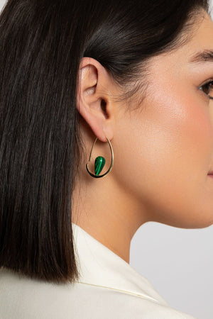 Green Gia Malachite Hoop Earrings