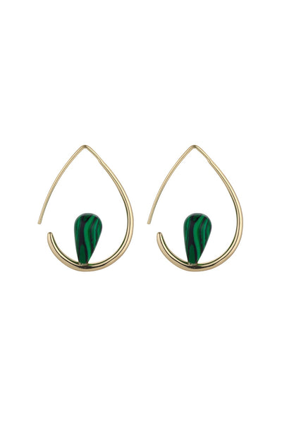 Carraig Donn Green Gia Malachite Hoop Earrings