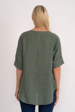 Carraig Donn Green Linen Blouse