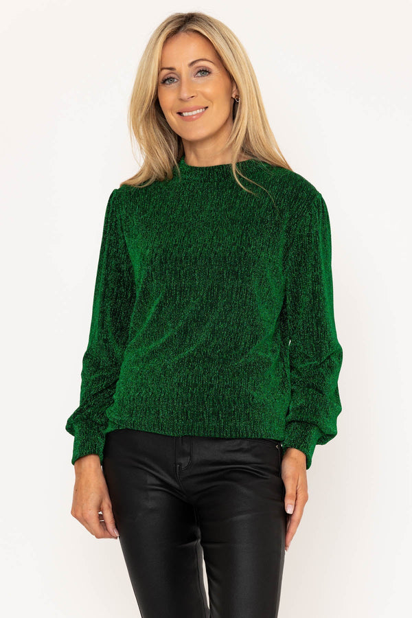 Carraig Donn Green Sparkle Long Sleeve Top