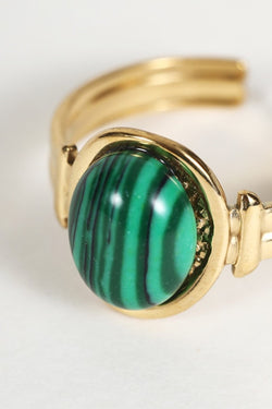 Carraig Donn Green Stone Bar Detail Gold Adjustable Ring