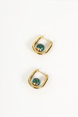 Carraig Donn Green Stone Gold Hoop Earrings