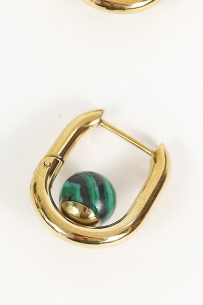 Carraig Donn Green Stone Gold Hoop Earrings