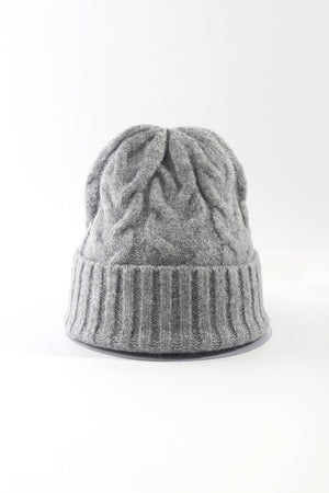 Grey Cable Knit Beanie