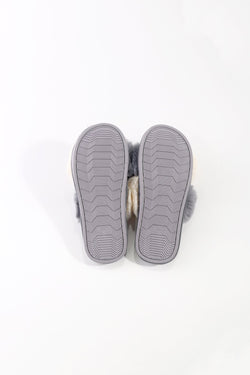 Carraig Donn Grey Contrast Faux Fur Mule Slippers