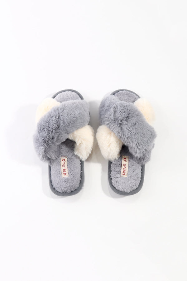 Carraig Donn Grey Contrast Faux Fur Mule Slippers