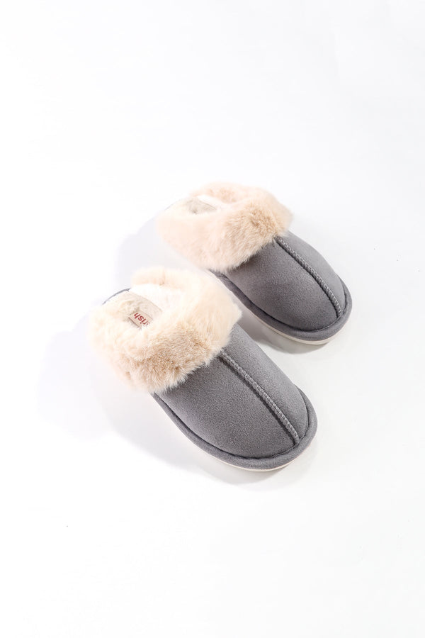 Carraig Donn Grey Faux Suede Mule Slipper