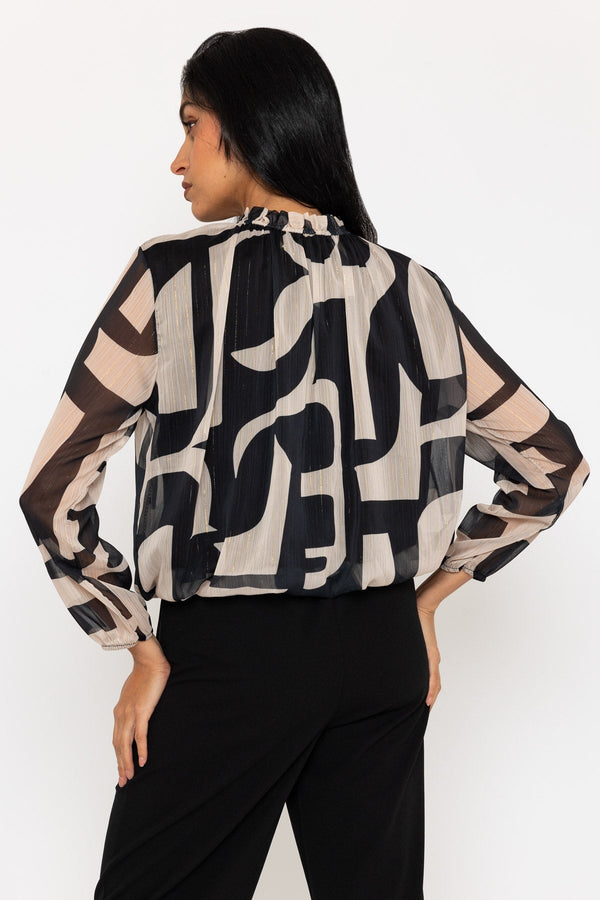 Carraig Donn High Neck Black Print Lurex Top