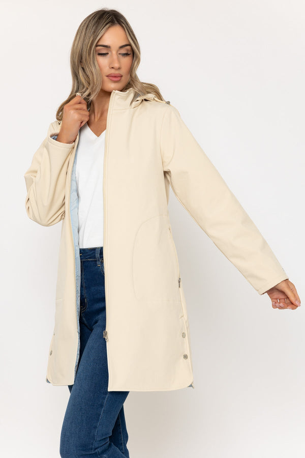 Carraig Donn Hooded Soft Shell Rain Jacket in Cream