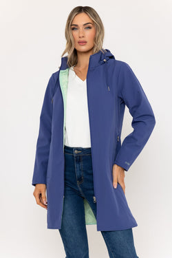 Carraig Donn Hooded Soft Shell Rain Jacket in Dusk Blue