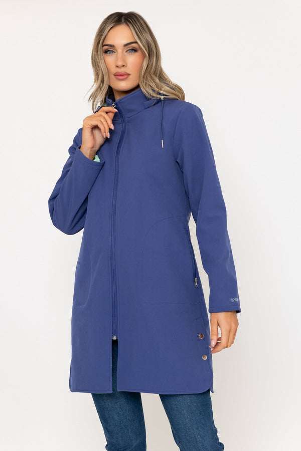 Carraig Donn Hooded Soft Shell Rain Jacket in Dusk Blue