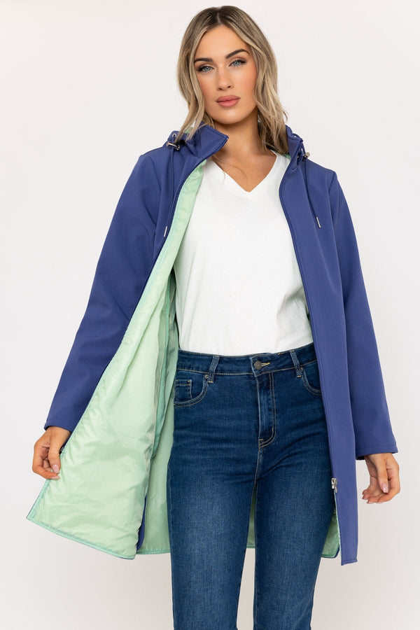 Carraig Donn Hooded Soft Shell Rain Jacket in Dusk Blue