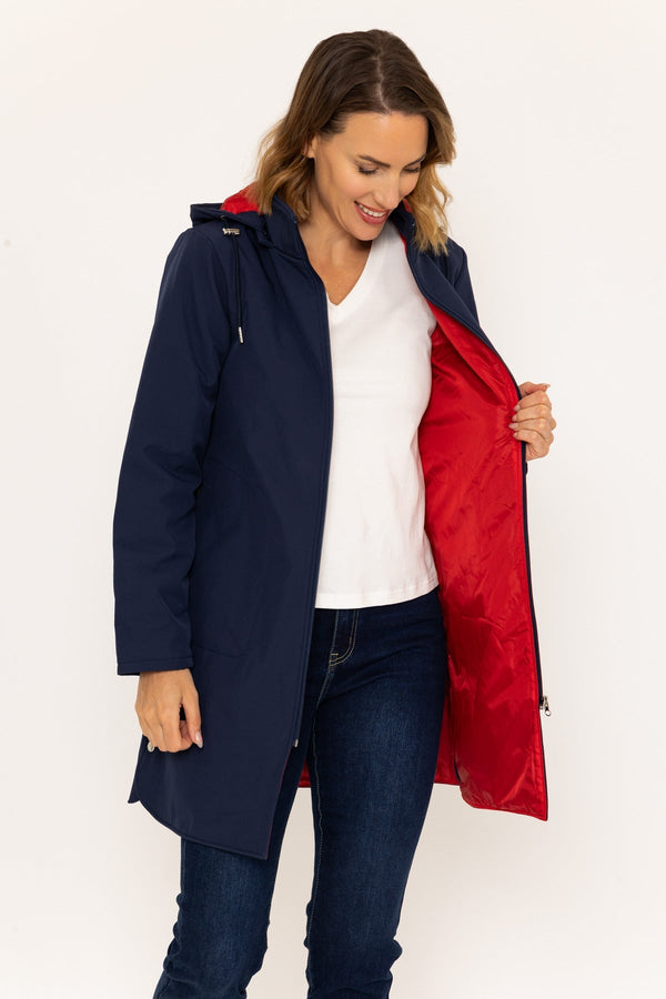 Carraig Donn Hooded Soft Shell Rain Jacket in Navy