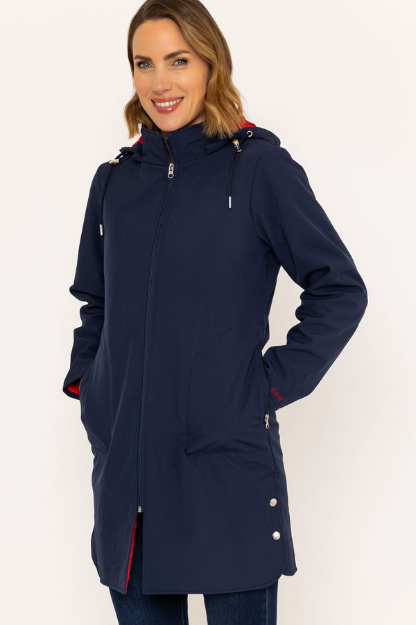 Carraig Donn Hooded Soft Shell Rain Jacket in Navy