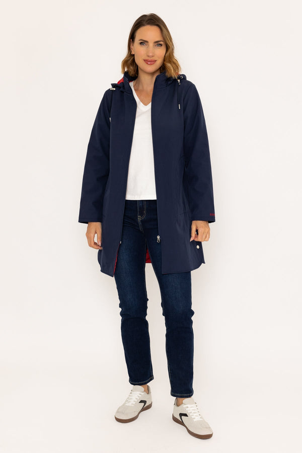 Carraig Donn Hooded Soft Shell Rain Jacket in Navy