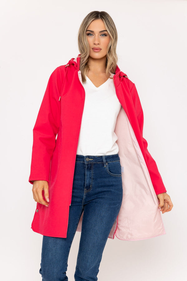 Carraig Donn Hooded Soft Shell Rain Jacket in Pink