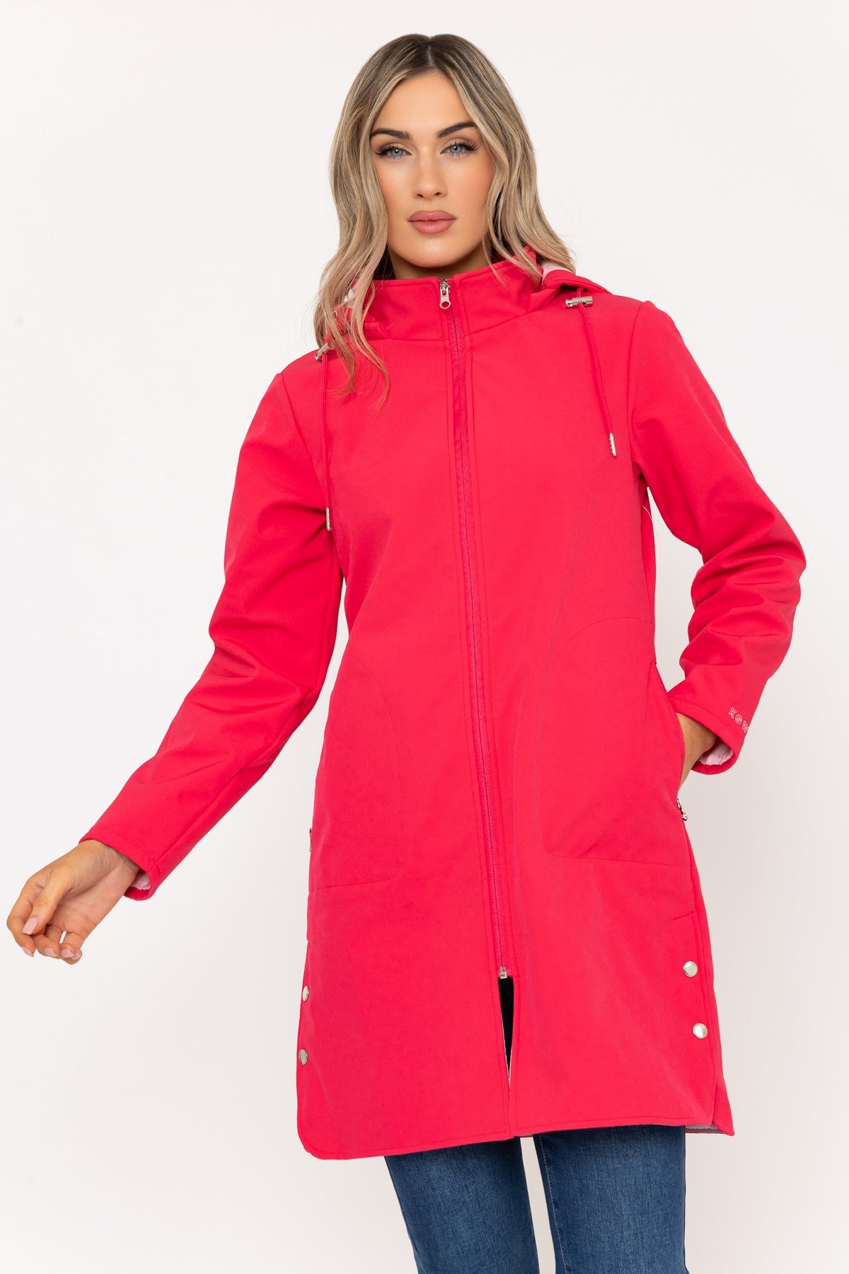 Hooded Soft Shell Rain Jacket in Pink