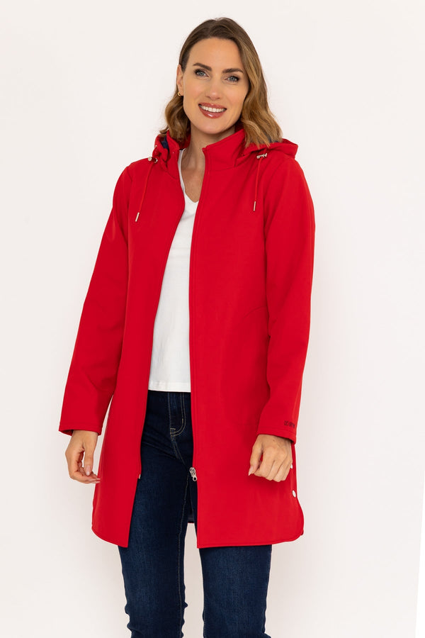 Carraig Donn Hooded Soft Shell Rain Jacket in Red