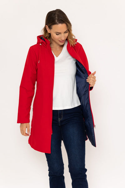 Carraig Donn Hooded Soft Shell Rain Jacket in Red