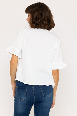 Carraig Donn Ivory Button Short Sleeve Top