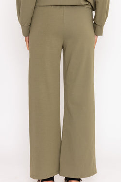 Carraig Donn Khaki Ponte Wide Leg Trousers