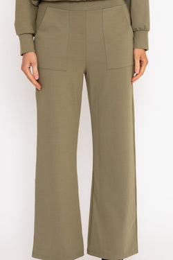 Carraig Donn Khaki Ponte Wide Leg Trousers