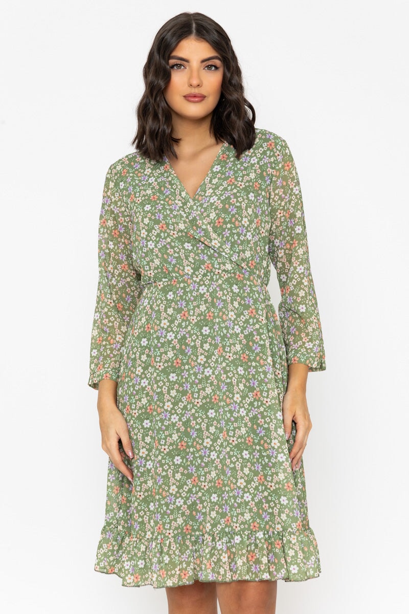 Khaki Roisin Knee Length Dress