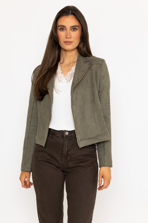 Carraig Donn Khaki Suedette Zip Jacket