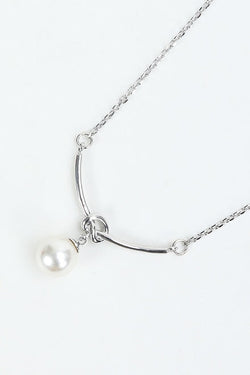 Carraig Donn Knot Faux Pearl Drop Silver Necklace