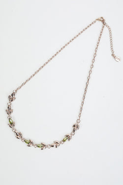 Carraig Donn Leaf & Green Stone Rose Gold Necklace