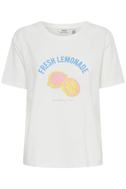 Carraig Donn Lemonade Printed White Cotton T-Shirt