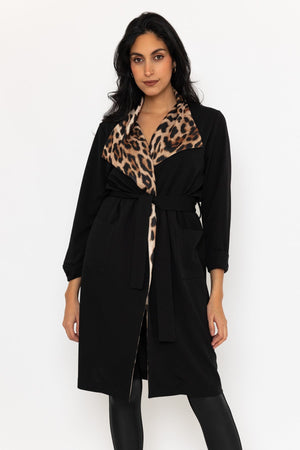 Leopard Print Collar Cover Up Coat