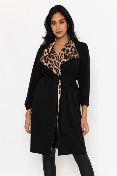 Carraig Donn Leopard Print Collar Cover Up Coat