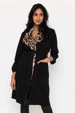 Carraig Donn Leopard Print Collar Cover Up Coat