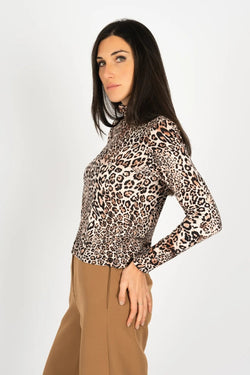 Carraig Donn Leopard Print Soft Touch Long Sleeve Top