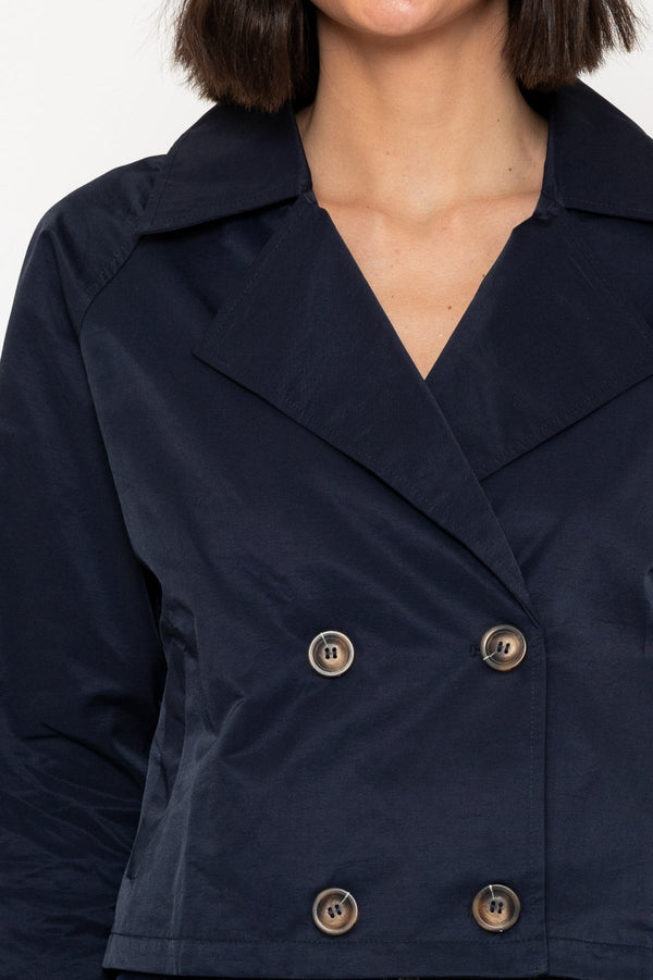 Carraig Donn Lightweight Cropped Trench Coat in Navy