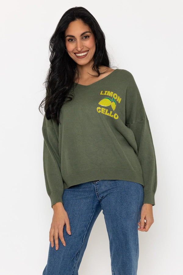 Carraig Donn Limoncello Khaki Knit Jumper