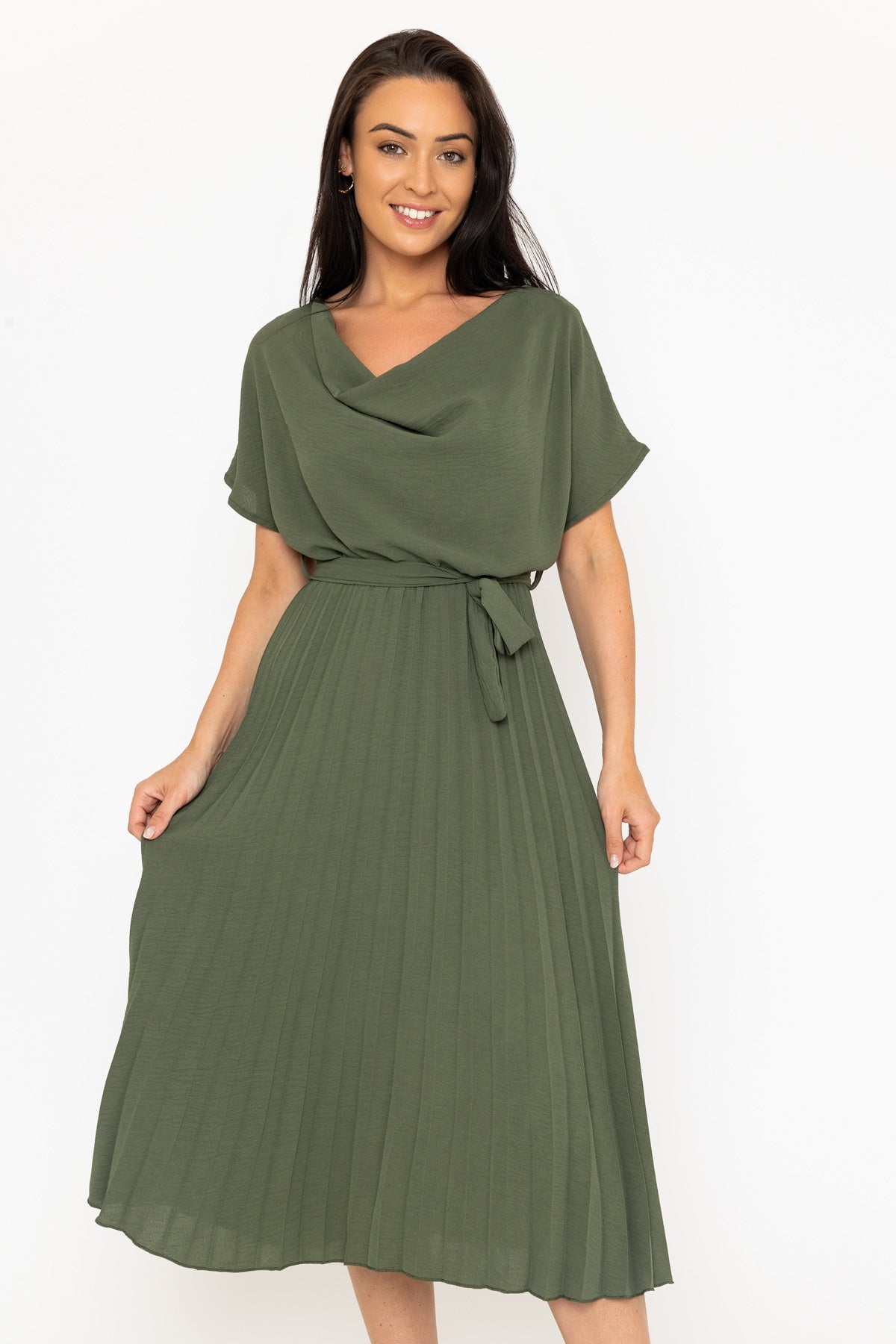 Linda Khaki Midi Dress