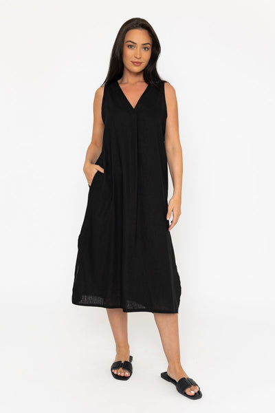 Carraig Donn Linen Blend Maxi Dress in Black